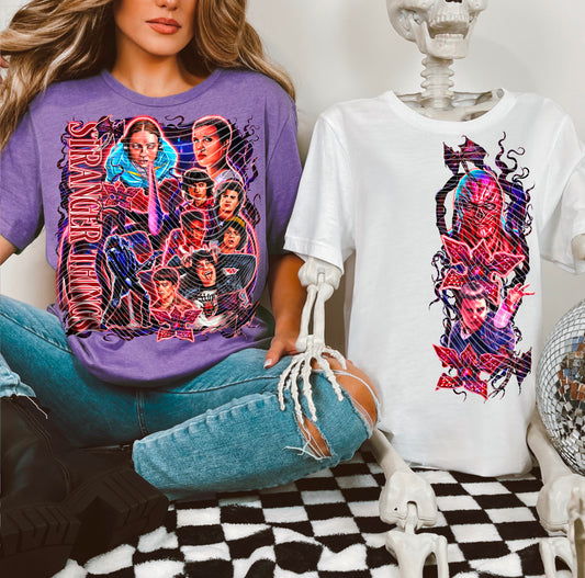 DTF Transfer Strangerr Thingss Neon Horror Style Tees Sleeve Print