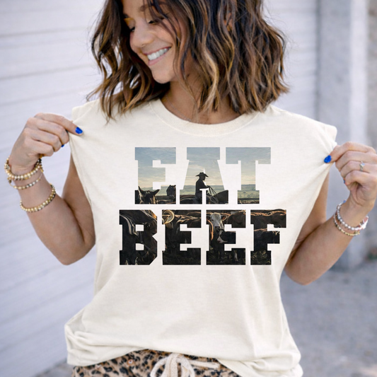 DTF Transfer Eat Beef Western Ranch Cowboy Cattle