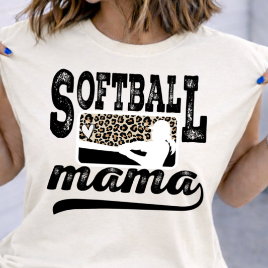 DTF Transfer Softball Mama Leopard Design