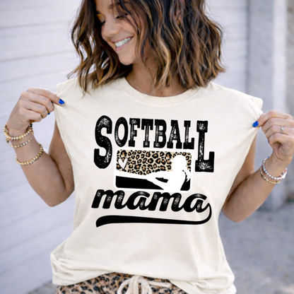 DTF Transfer Softball Mama Leopard Design
