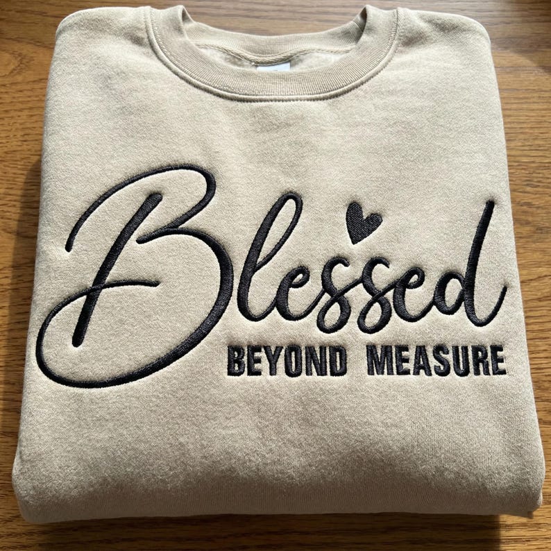 Embroidered Blessed Beyond Measure Script