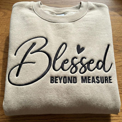 Embroidered Blessed Beyond Measure Script