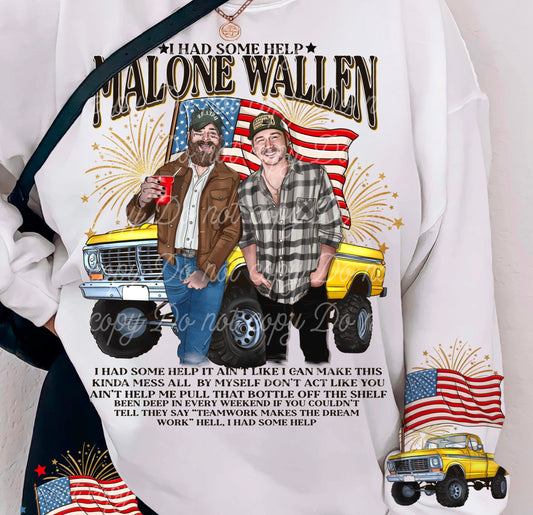 DTF Transfer Western I Had Some Help - Malone Wallen