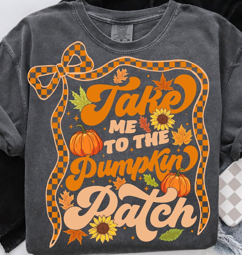 Pumpkin Patch – Take Me to the Pumpkin Patch Fall – Autumn Floral Bow for Cozy Vibes. Fall Pumpkin Bow garment preview