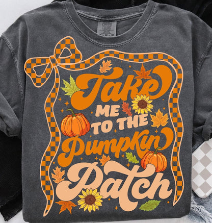 Pumpkin Patch – Take Me to the Pumpkin Patch Fall – Autumn Floral Bow for Cozy Vibes. Fall Pumpkin Bow garment preview