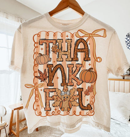 Thankful Fall – Preppy Thanksgiving Design – Fall Pumpkins Bow garment preview