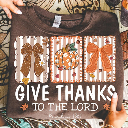 Give Thanks To The Lord – Jesus – Floral Christian Fall Coquette Bow lace garment preview