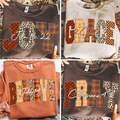 Leopard Bible Fall Vibes Bundle – Grace Joy Pray Believe Design – Fall Jesus