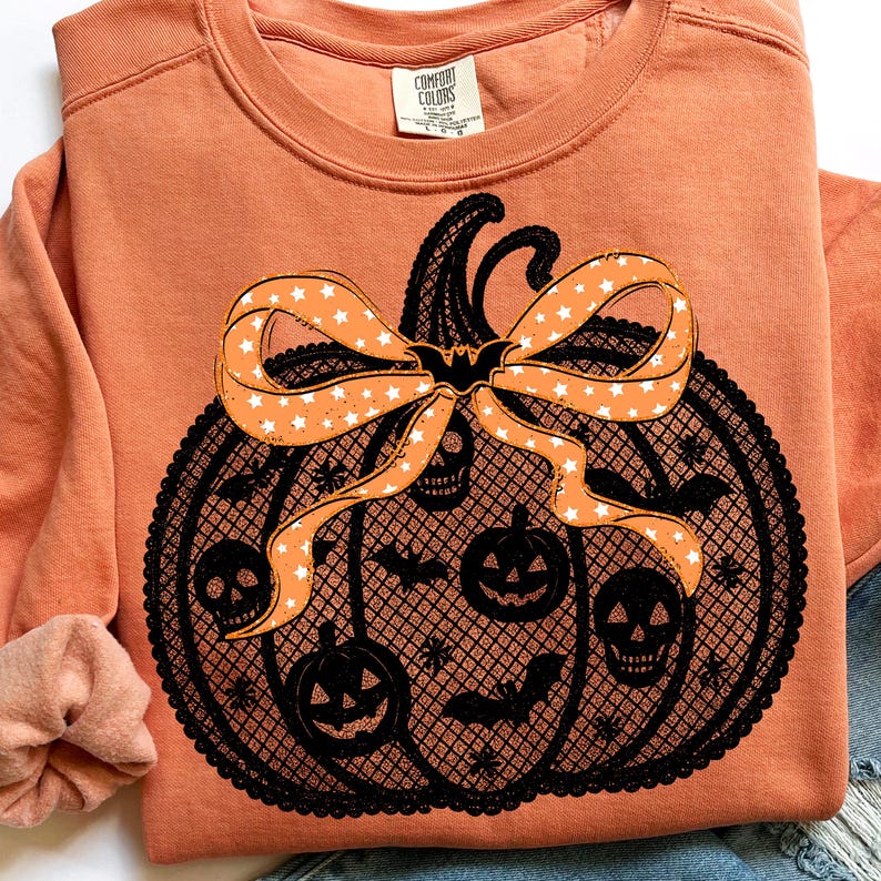 Black lace pumpkin coquette – Halloween Pumpkin fall – pumpkin season garment preview