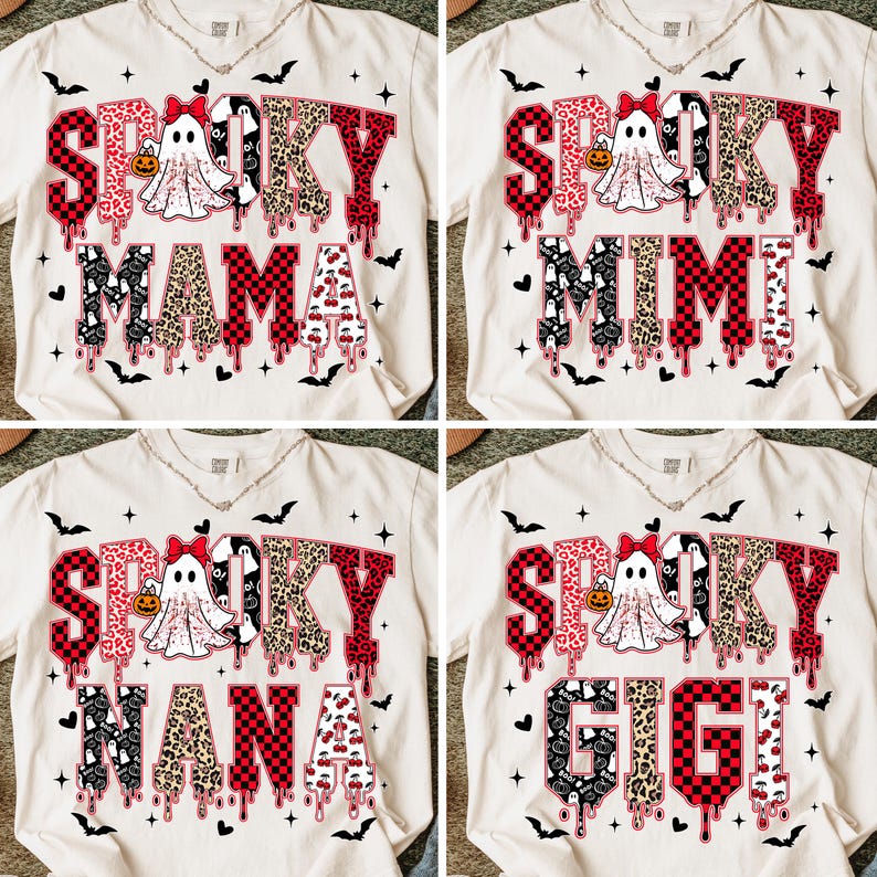 Spooky Mama Halloween Bundle – Spooky Letters – Leopard Checker Cherry Print