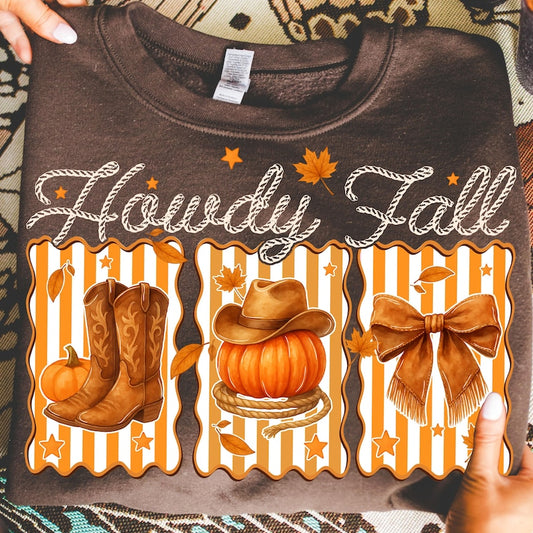 Retro Western Fall – Howdy Pumpkin Coquette Bow – It's Fall Y'all