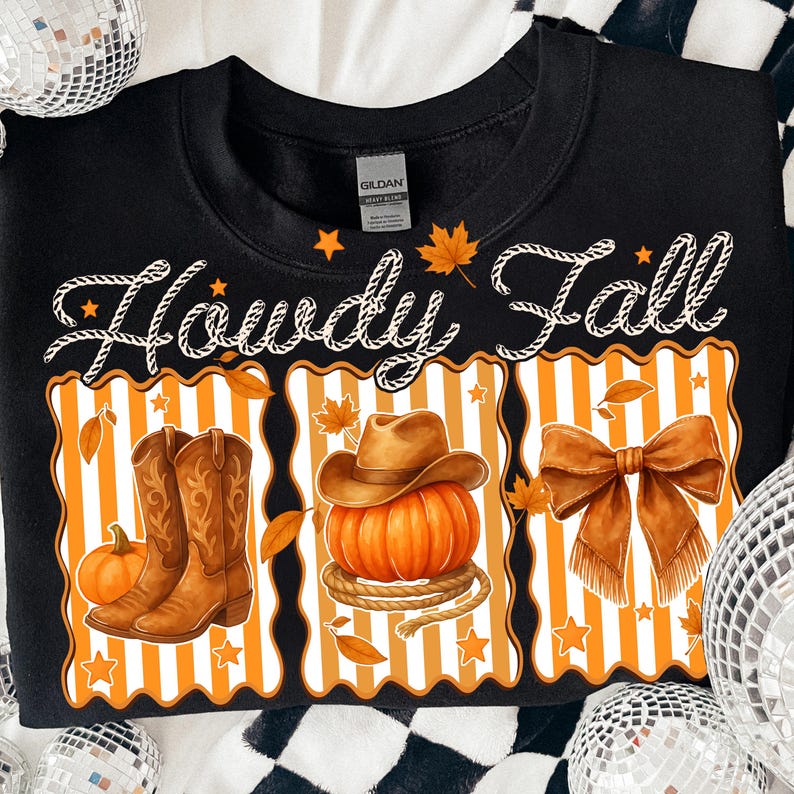 Retro Western Fall – Howdy Pumpkin Coquette Bow – It's Fall Y'all garment preview
