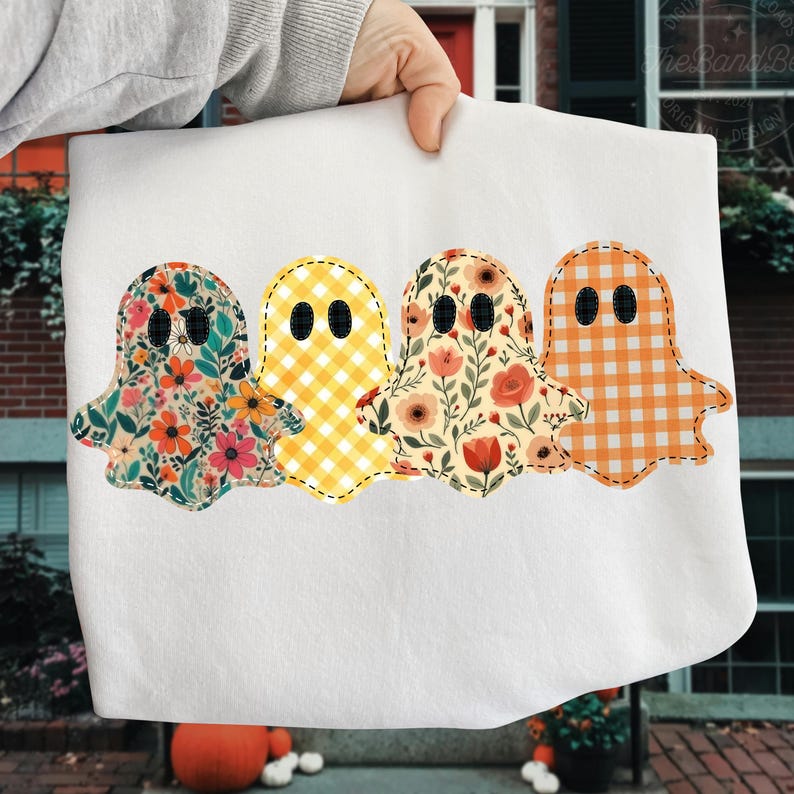 Preppy Spooky Season – Floral Ghost Patchwork – Fall Pumpkin garment preview
