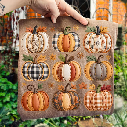 Floral Fall Pumpkin – Floral Pumpkin Patchwork Embroidery – Preppy Autumn alternate preview