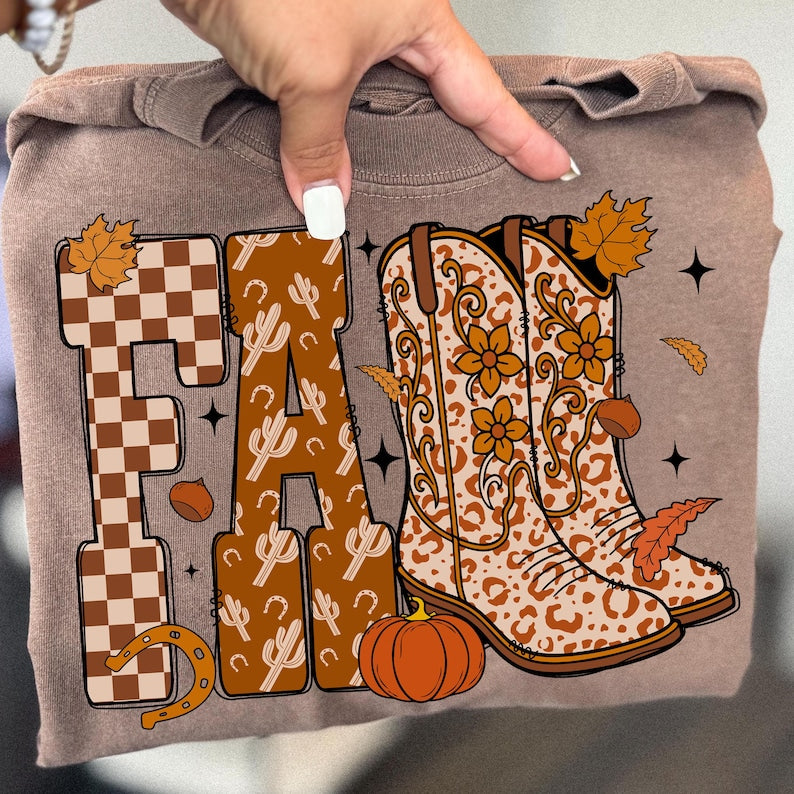 Cowboy Checkered Fall – Fall Pumpkin – Howdy