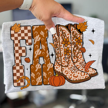 Cowboy Checkered Fall – Fall Pumpkin – Howdy garment preview