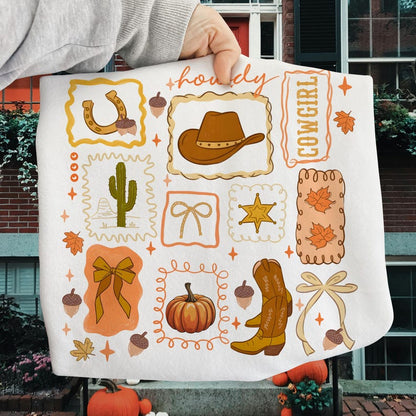 Fall Howdy Cowgirl Boots – Fall Autumn Cowgirl – Western garment preview