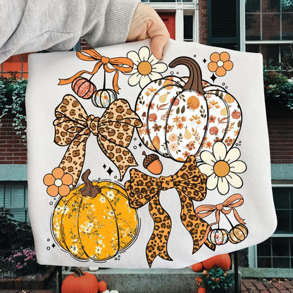 Floral Fall Pumpkin Coquette – Boho Fall Bow – Preppy Autumn garment preview