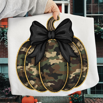 Camo Pumpkin Glitter – Preppy Pumpkin – Coquette Fall Pumpkin garment preview