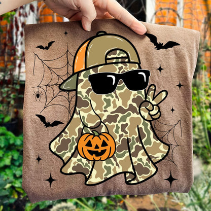 Spooky Dude Ghost Halloween Boy – Boy Boo Ghost Halloween – Retro Ball Cap Kid garment preview