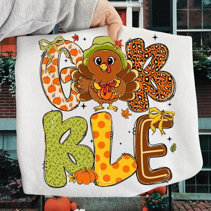 Preppy Gobble Turkey – Coquette Fall Lace – Girly Autumn