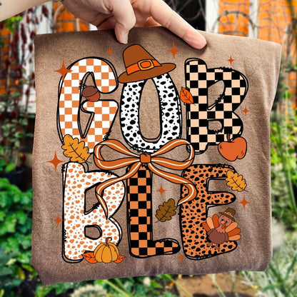 Gobble Turkey Girl Kid Toddler – Thanksgiving Kid – Thankful Shirt Design garment preview