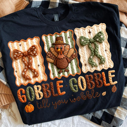 Latch Hook Yarn Crochet Thanksgiving Gobble – faux yarn Turkey – Thanksgiving garment preview