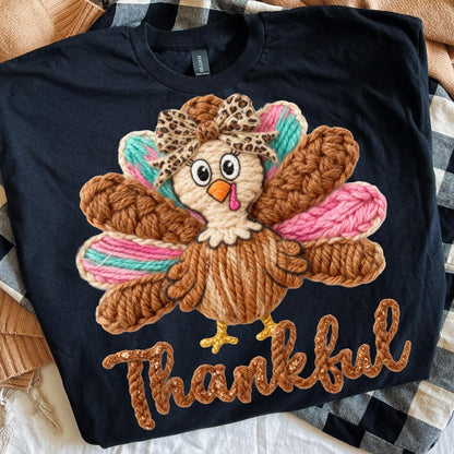 Thankful – Latch Hook Yarn Crochet Turkey – Thanksgiving garment preview