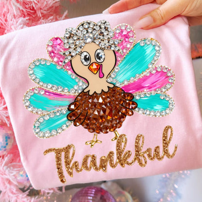 Faux Rhinestone Thankful – Faux Rhinestone Thanksgiving Turkey – Thanksgiving alternate preview
