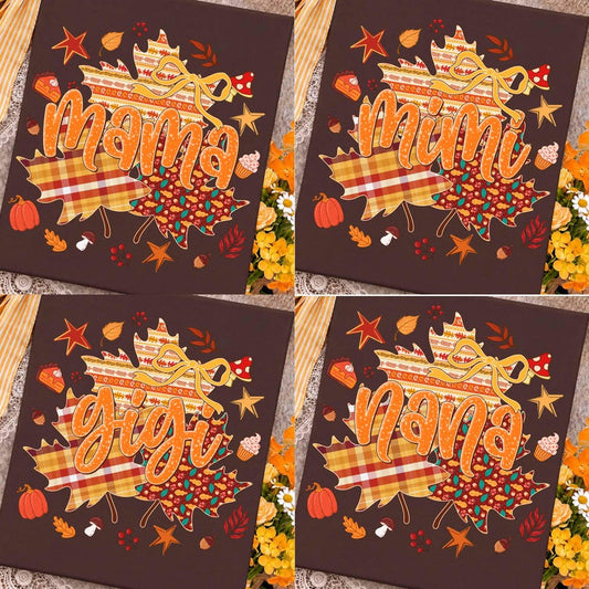 Fall Family Name Bundle – Mama Mimi Gigi Nana – Plaid Maple Leaf Bow Shirt