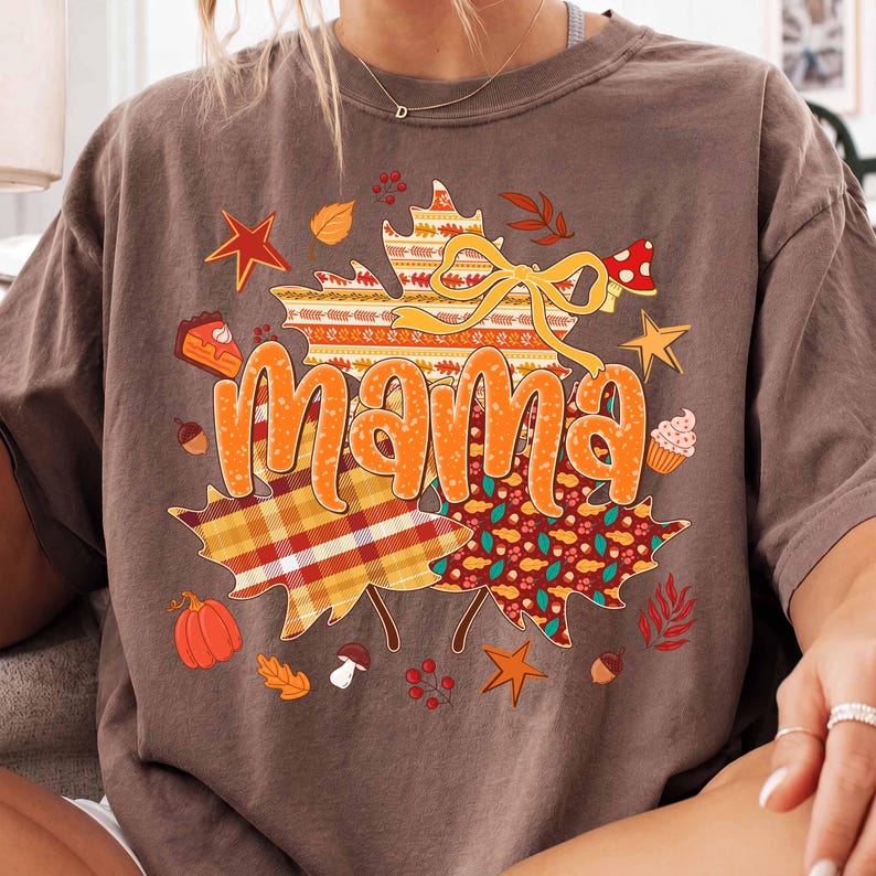 Fall Family Name Bundle – Mama Mimi Gigi Nana – Plaid Maple Leaf Bow Shirt alternate preview