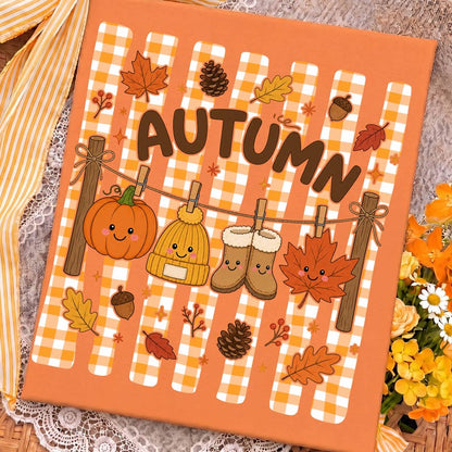 Autumn – Cute Fall Doodle Design – Kawaii Pumpkin Beanie Boots Clothesline Shirt alternate preview