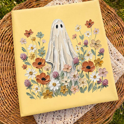 Floral Ghost – Oil Painting Wildflower Ghost – Boho Vintage Fall Halloween Shirt garment preview