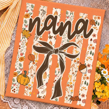 Fall Family Name Bundle – Mama Nana Gigi Mimi Coquette Bow – Floral Lace Bow Shirt garment preview