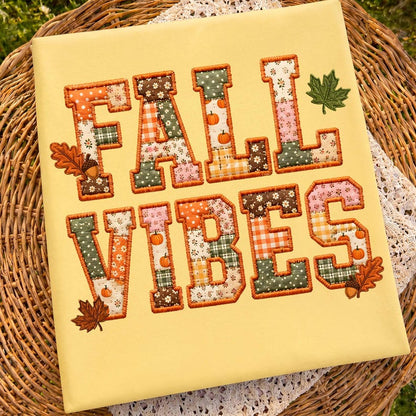 Fall Vibes – Faux Embroidery Fall – Patchwork Fall
