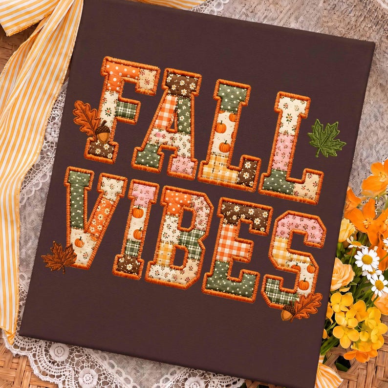 Fall Vibes – Faux Embroidery Fall – Patchwork Fall alternate preview
