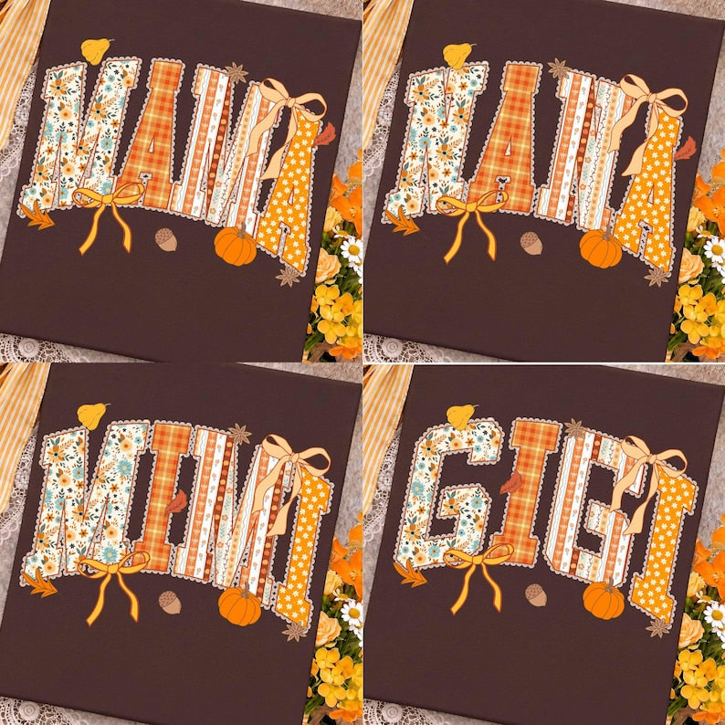 Fall Mama Nana Mimi Gigi Bundle – Coquette Fall Family – Floral Grandma Fall