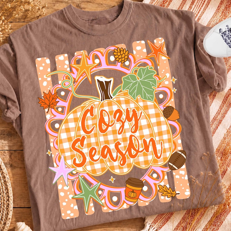Cozy Season – Retro Fall Pumpkin – Gingham Pumpkin alternate preview