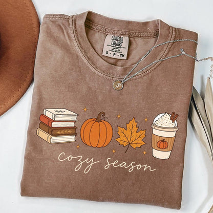 Cozy Season – Fall Book Lover – Pumpkin Spice Latte Design