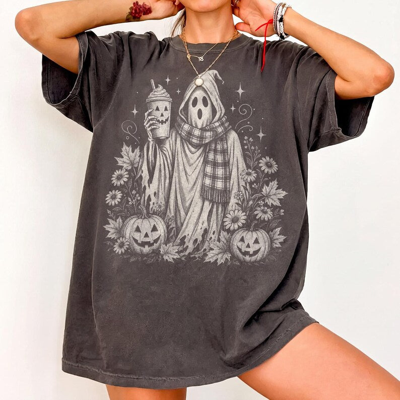 Cozy Ghost – Vintage Halloween – Ghost Coffee Fall Design