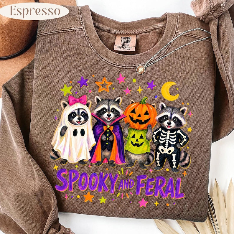 Spooky And Feral – Funny Raccoon Halloween – Raccoon Costume garment preview