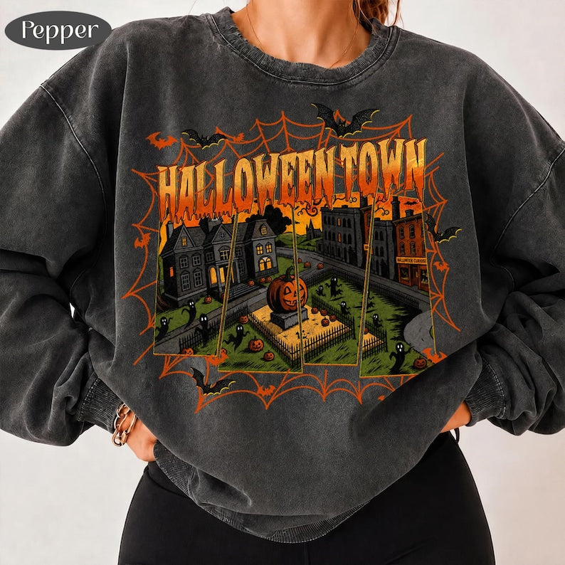 Halloween Town – Vintage Spooky Town – Retro Halloween Village Design
