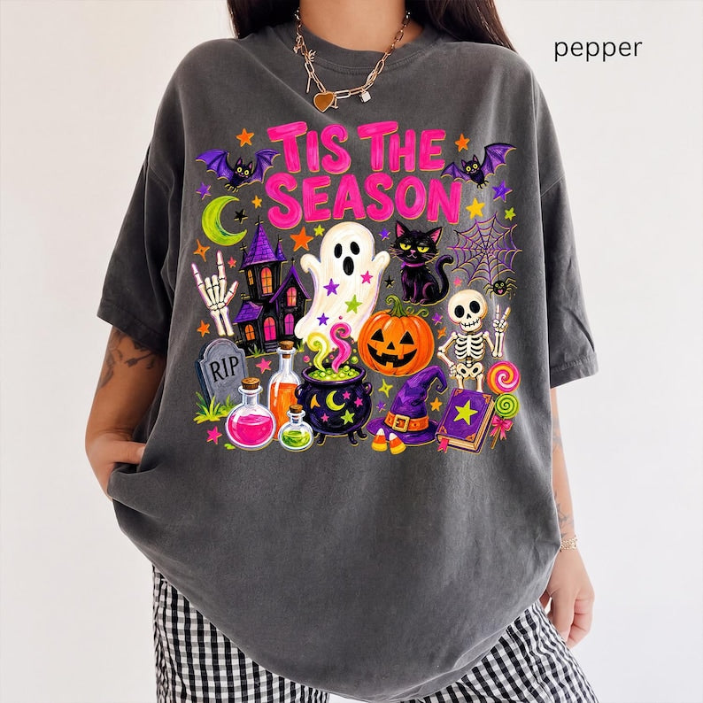 Tis The Season – Colorful Halloween – Cute Spooky Ghost Cat Design