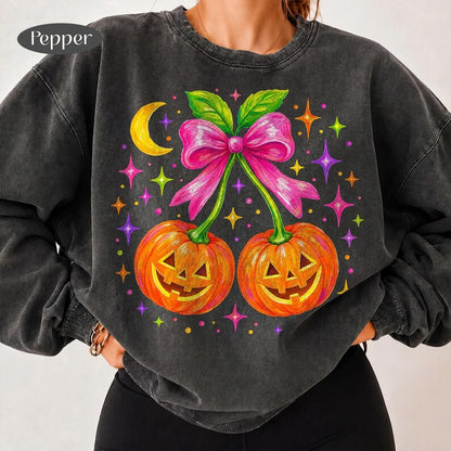 Coquette Pumpkin – Pink Bow Halloween – Cherry Jack O Lantern Design
