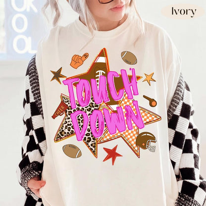 Touchdown – Football Game Day – Retro Leopard Star Football Design