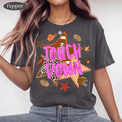 Touchdown – Football Game Day – Retro Leopard Star Football Design garment preview