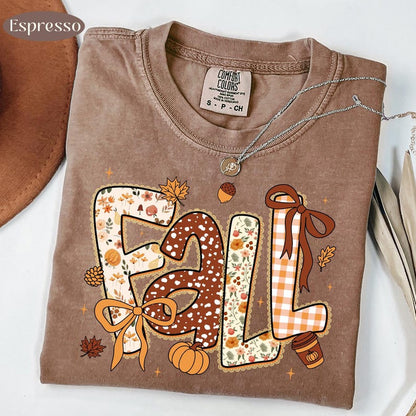 Fall – Faux Embroidery Coquette – Floral Gingham Fall Design