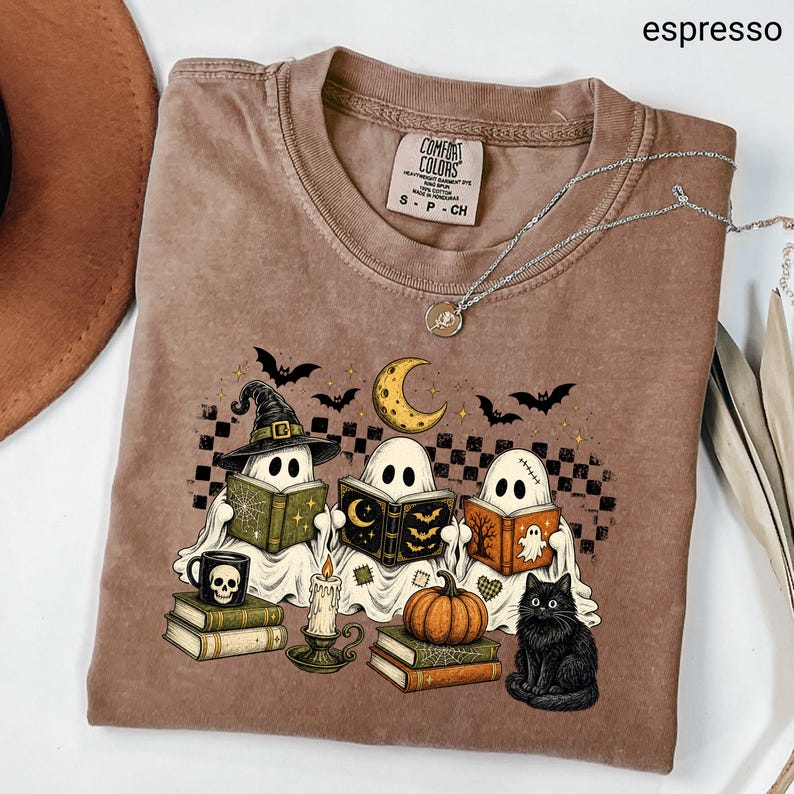Ghost Reading – Halloween Book Lover – Spooky Reading Ghost Design garment preview