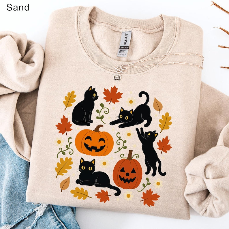 Black Cat Fall – Halloween Cat – Cute Black Cat Pumpkin Design