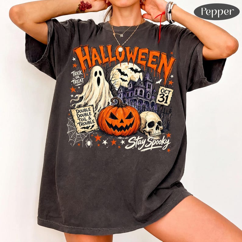 Halloween – Vintage Halloween – Retro Ghost Pumpkin Skull Design